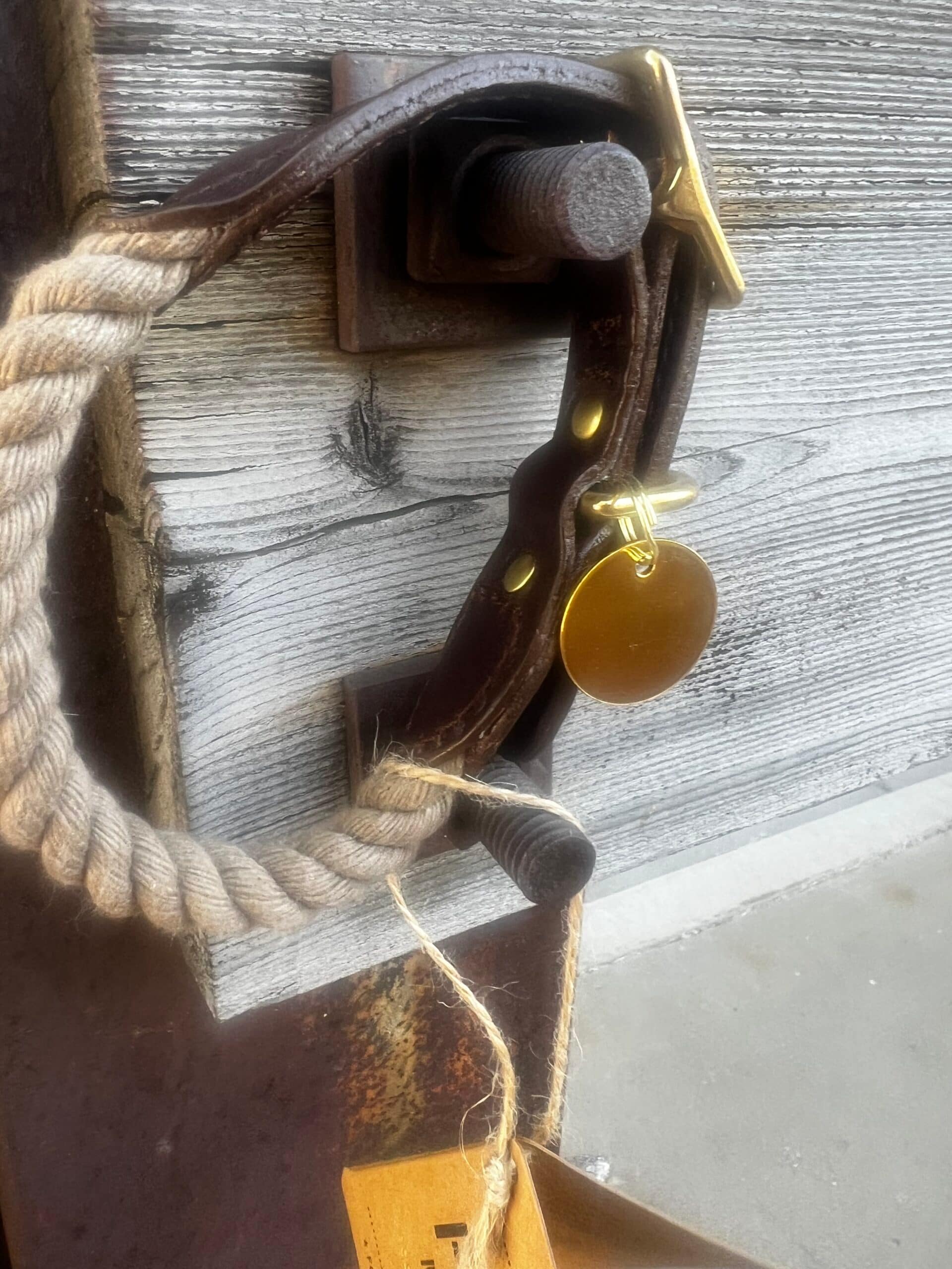 Dark Tan Rope & Leather Cat and Dog Collar