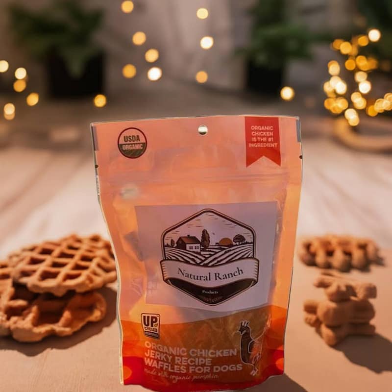 Organic Chicken Jerky Waffle Dog Treats - 95% Organic, Upcycled