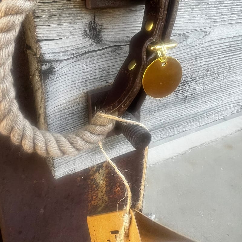 Dark Tan Rope & Leather Cat and Dog Collar